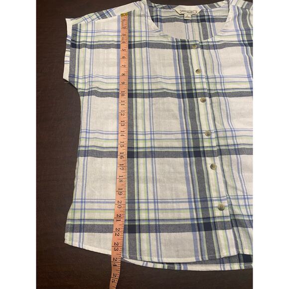 NWT Canyon Guide Outfitters 100% Cotton Button Front Plaid Top (L) Hiking Gorp - Picture 8 of 8